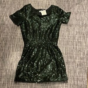 Green sequin party mini dress